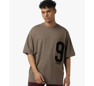 Oversized Fit T-Shirt with Flocked Logo For Men